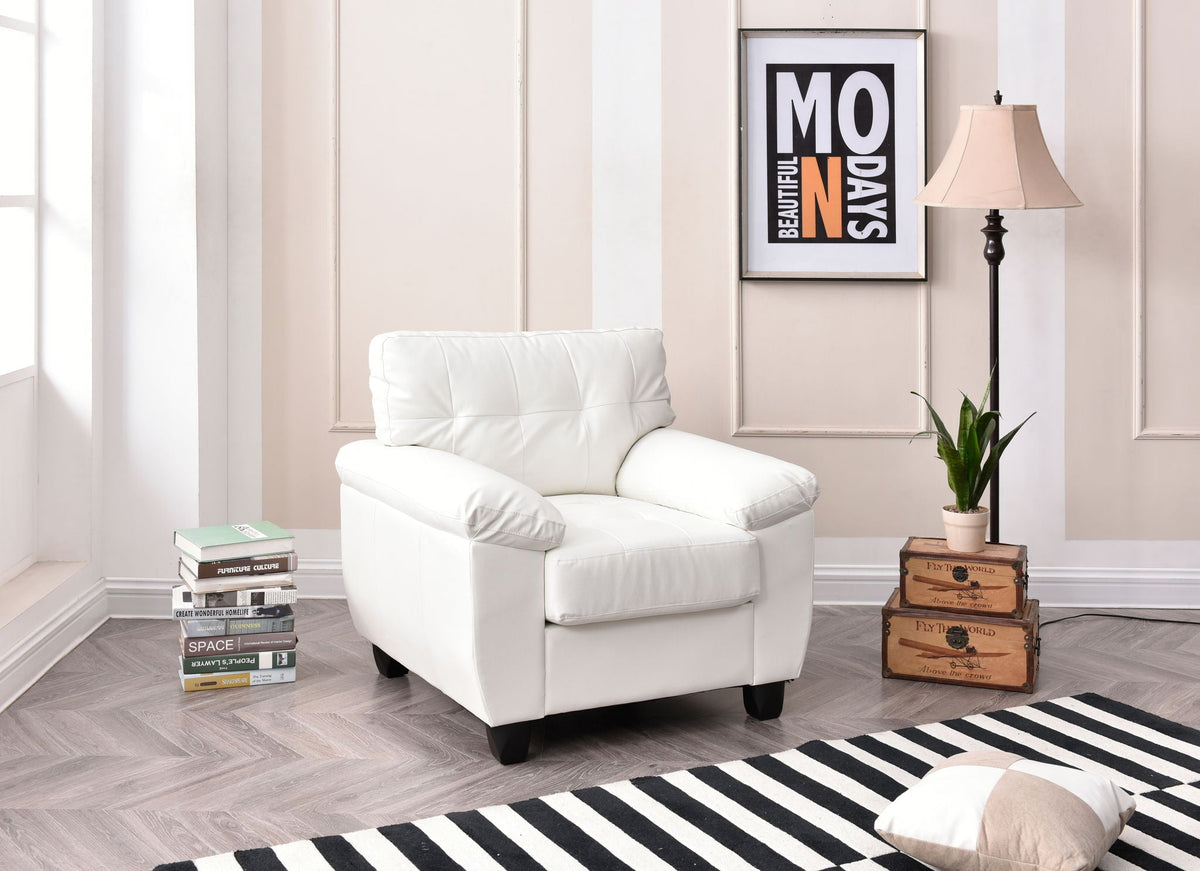 Accent Chair with Removable Back and Pocketed Coil Cushion in white leather by HouseOfZazla on Tampa Home & Garden Store
