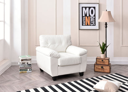 Accent Chair with Removable Back and Pocketed Coil Cushion in white leather by HouseOfZazla on Tampa Home & Garden Store