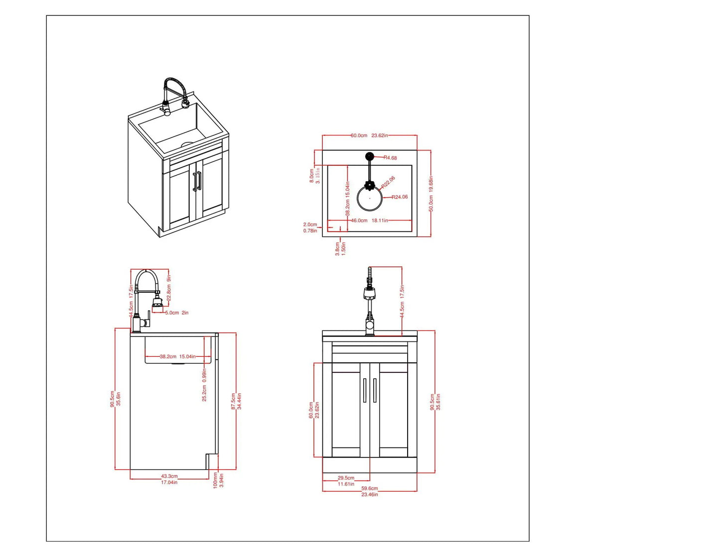Hennessy Deluxe Laundry Cabinet With Faucet Sink