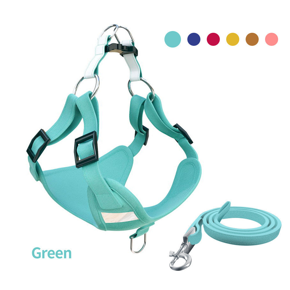 Pet Zen green vest-type dog harness with adjustable straps and matching leash set on Tampa Home & Garden Store