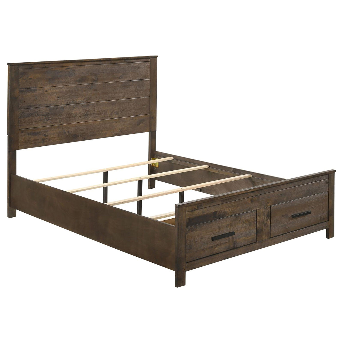 Queen storage bed with platform design in brown wood and drawer storage by HouseOfZazla on Tampa Home & Garden Store