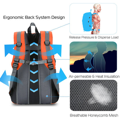 GemGear 36L outdoor backpack with ergonomic back system, orange panels, gray straps on Tampa Home & Garden Store