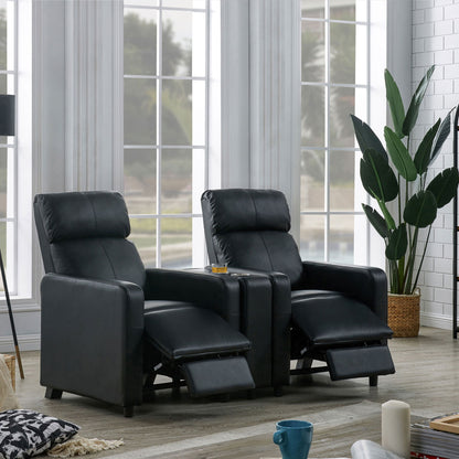 Push Back Recliner Black pair by HouseOfZazla reclining chairs with footrests in a room on Tampa Home & Garden Store