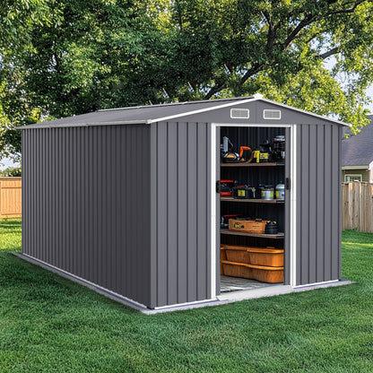 Large Metal Storage Shed and Heavy Sliding Doors