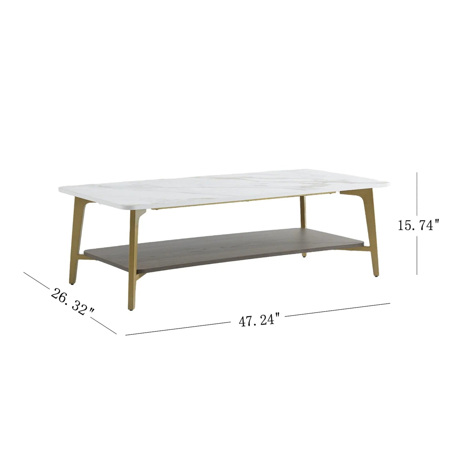 Coffee Table for Living Room, Golden White
