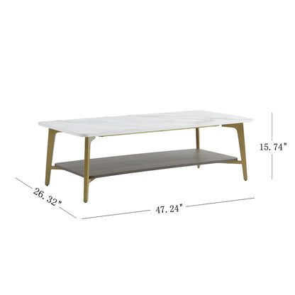 Coffee Table for Living Room, Golden White