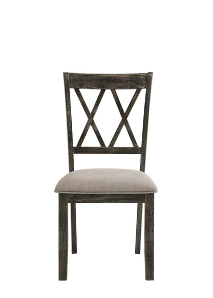 Claudia II Weathered Side Chair Set Beige Gray