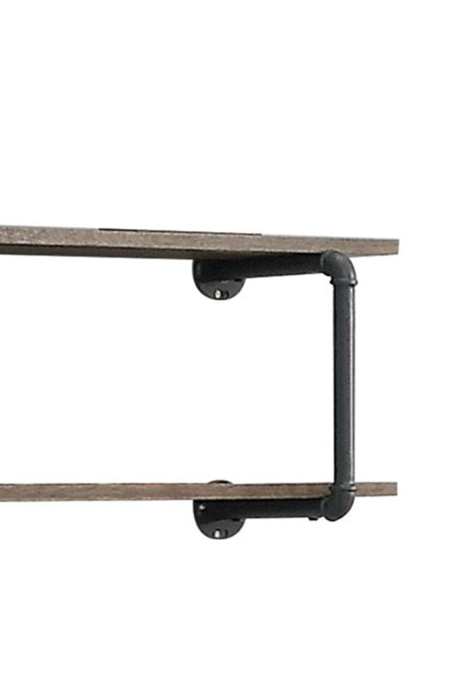Brantley antique oak wall rack, two-tier wood shelves with black pipe frame by HouseOfZazla on Tampa Home & Garden Store