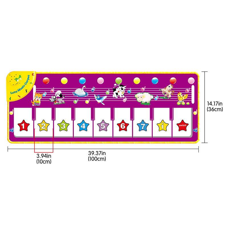 Music Carpets Piano Mats by Stevvex with 8 demo songs, purple bordered keyboard play mat on Tampa Home & Garden Store