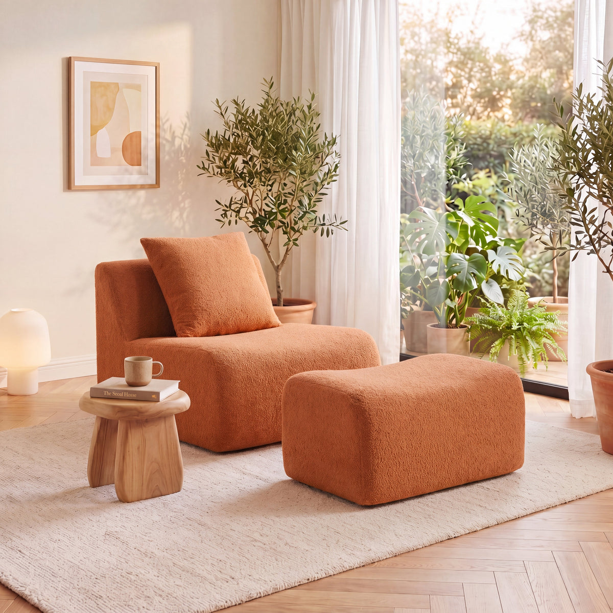 Soft Teddy Fabric Boneless Sofa For Living