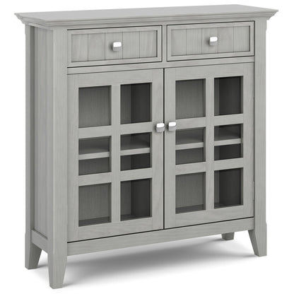 Acadian Entryway Storage Cabinet by HouseOfZazla; gray-washed cabinet with glass doors on Tampa Home & Garden Store