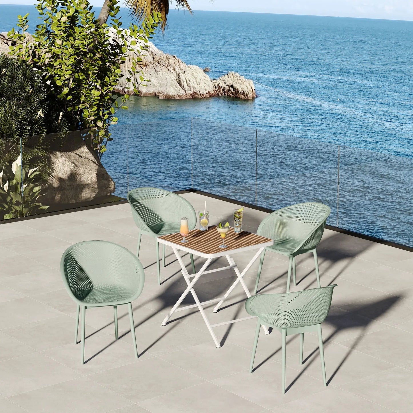 2 Pack Lounge Chair Set and Folding Square Table