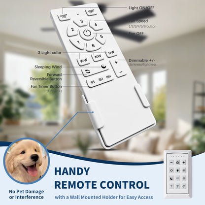 Ceiling fan with dimmable LED light, reversible motor, white, HouseOfZazla; remote on Tampa Home & Garden Store