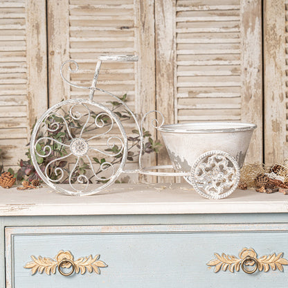 Rustic Bicycle Metal Wire Wall Planter Basket, distressed white finish, HouseOfZazla on Tampa Home & Garden Store