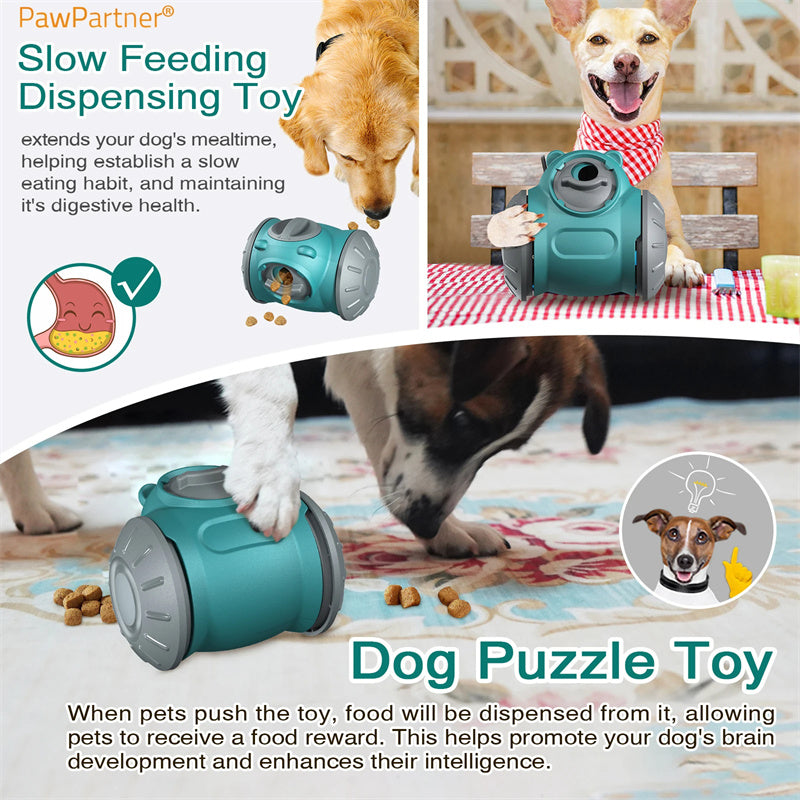 PawPartner teal slow feeding dispensing puzzle dog toy with gray caps promoting mindful eating on Tampa Home & Garden Store