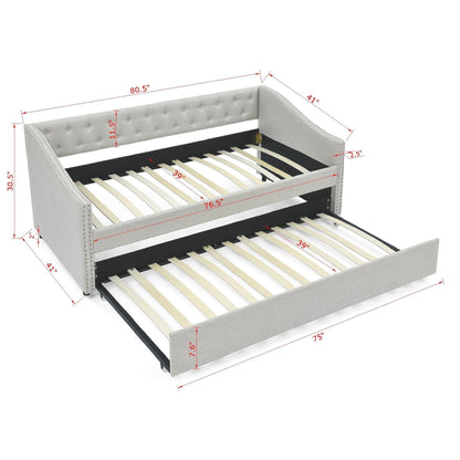 Upholstered Tufted Daybed and Storage Drawers