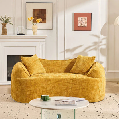 Curved 2 Person Sofa with Armrests and Pillows