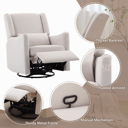 Wide Wingback Swivel Glider And Recliner
