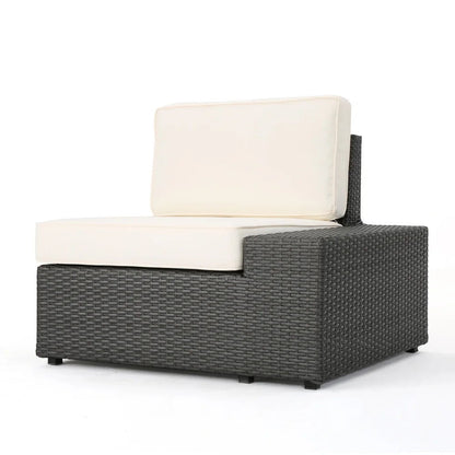 Santa Cruz Outdoor sectional chair in dark brown wicker with cream cushions on Tampa Home & Garden Store