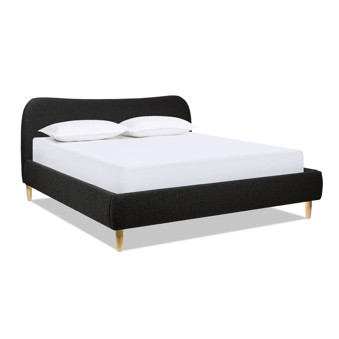 Curved Headboard and Upholstered Platform Bed