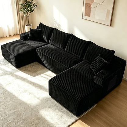 Corduroy Cloud Sectional Sofa and Modular Chaise