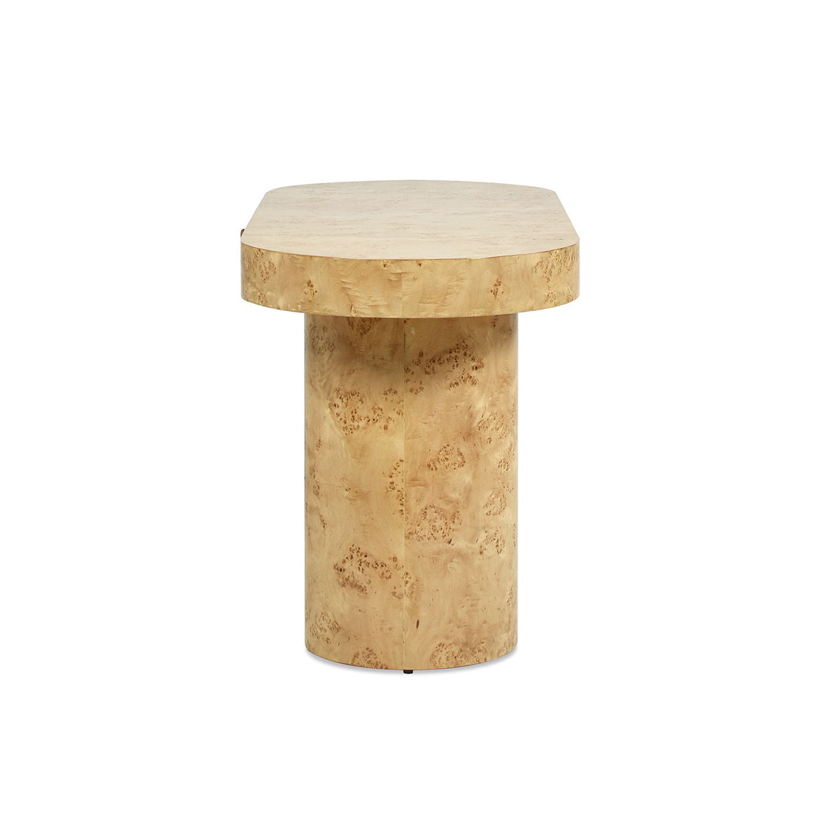 Oval Computer Desk with Burl Wood Veneer single drawer, light brown by HouseOfZazla on Tampa Home & Garden Store