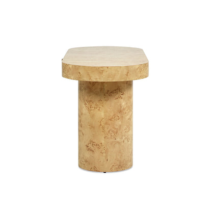 Oval Computer Desk with Burl Wood Veneer single drawer, light brown by HouseOfZazla on Tampa Home & Garden Store