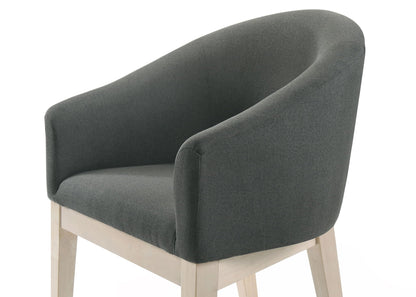 Barrel accent chair gray fabric with light wood legs contemporary design HouseOfZazla on Tampa Home & Garden Store