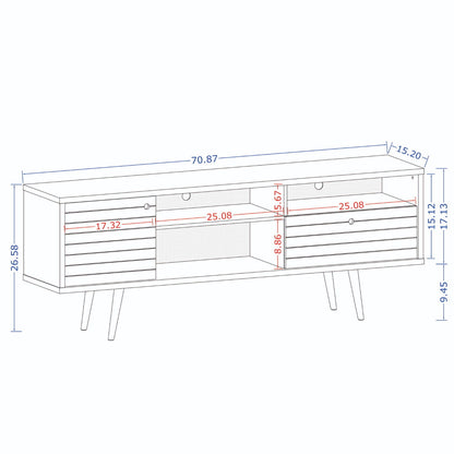 TV Stand with Wire Management and Storage by HouseOfZazla, light finish, multi-drawer center on Tampa Home & Garden Store