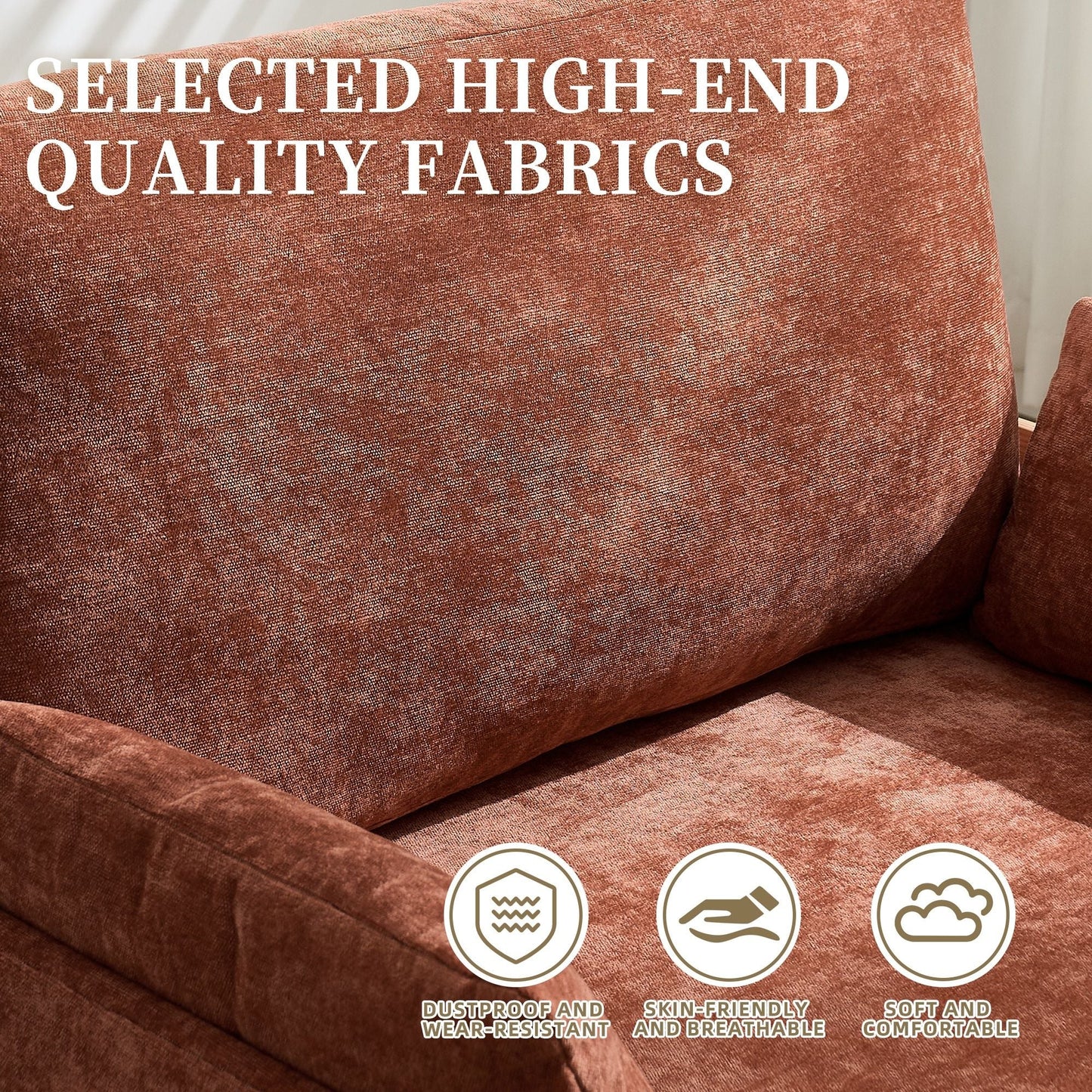 Mid Century Modern 3 Pillow Foldable Sofa Bed