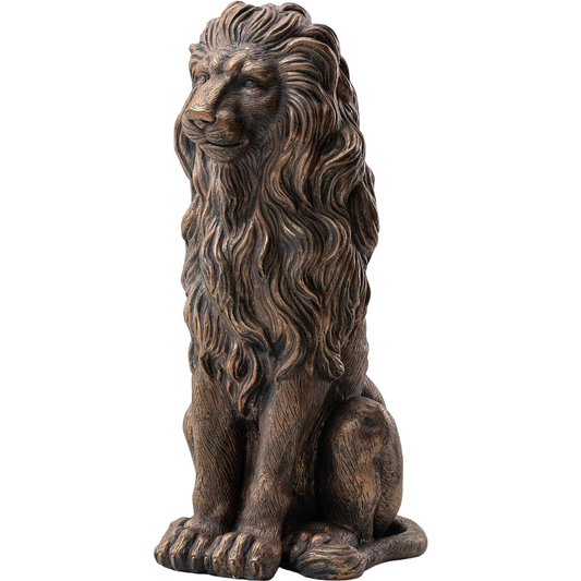 20.5in resin lion statue outdoor guardian sculpture in bronze brown by HouseOfZazla on Tampa Home & Garden Store