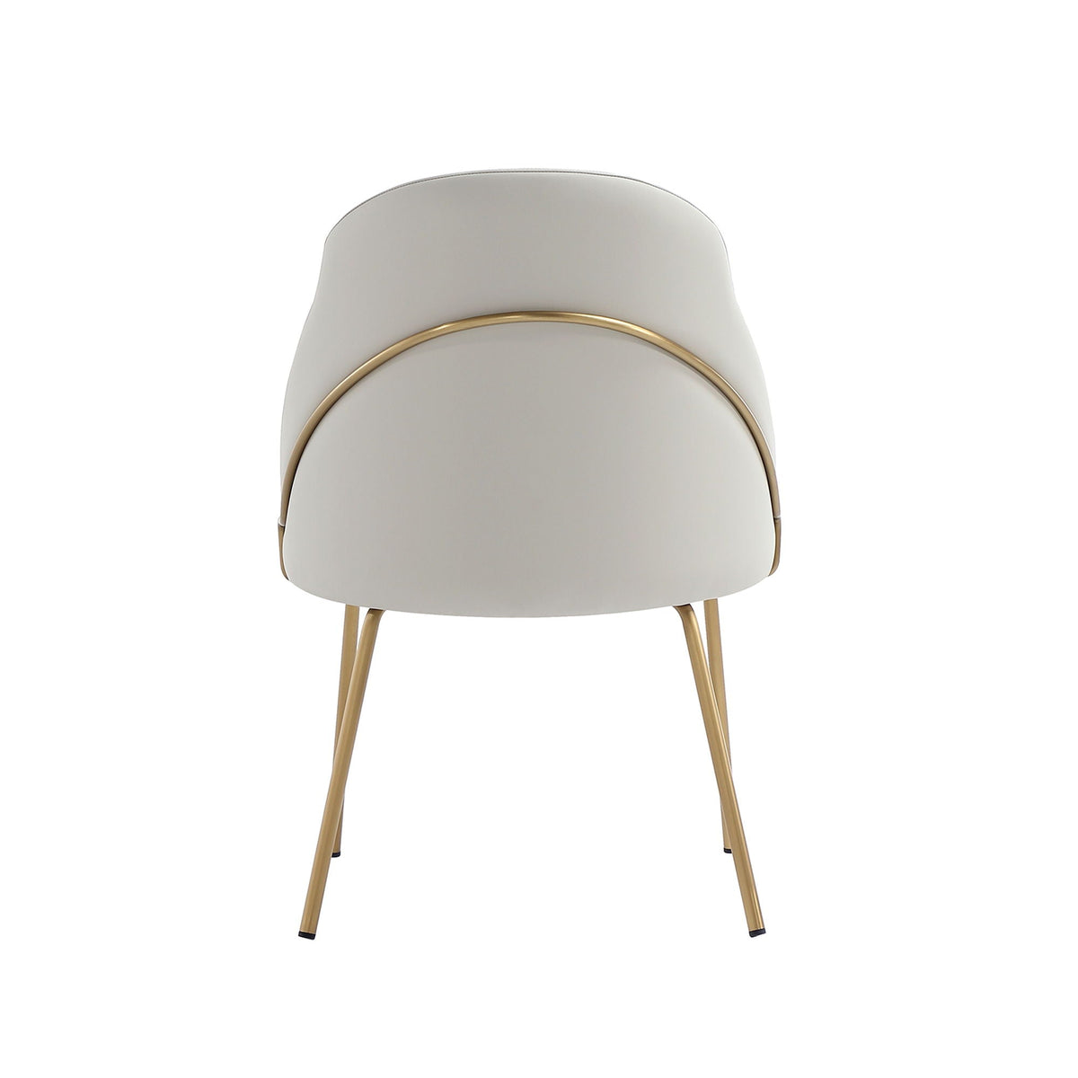 Upholstered dining chair by HouseOfZazla, beige with gold ring accent and slender wood legs on Tampa Home & Garden Store