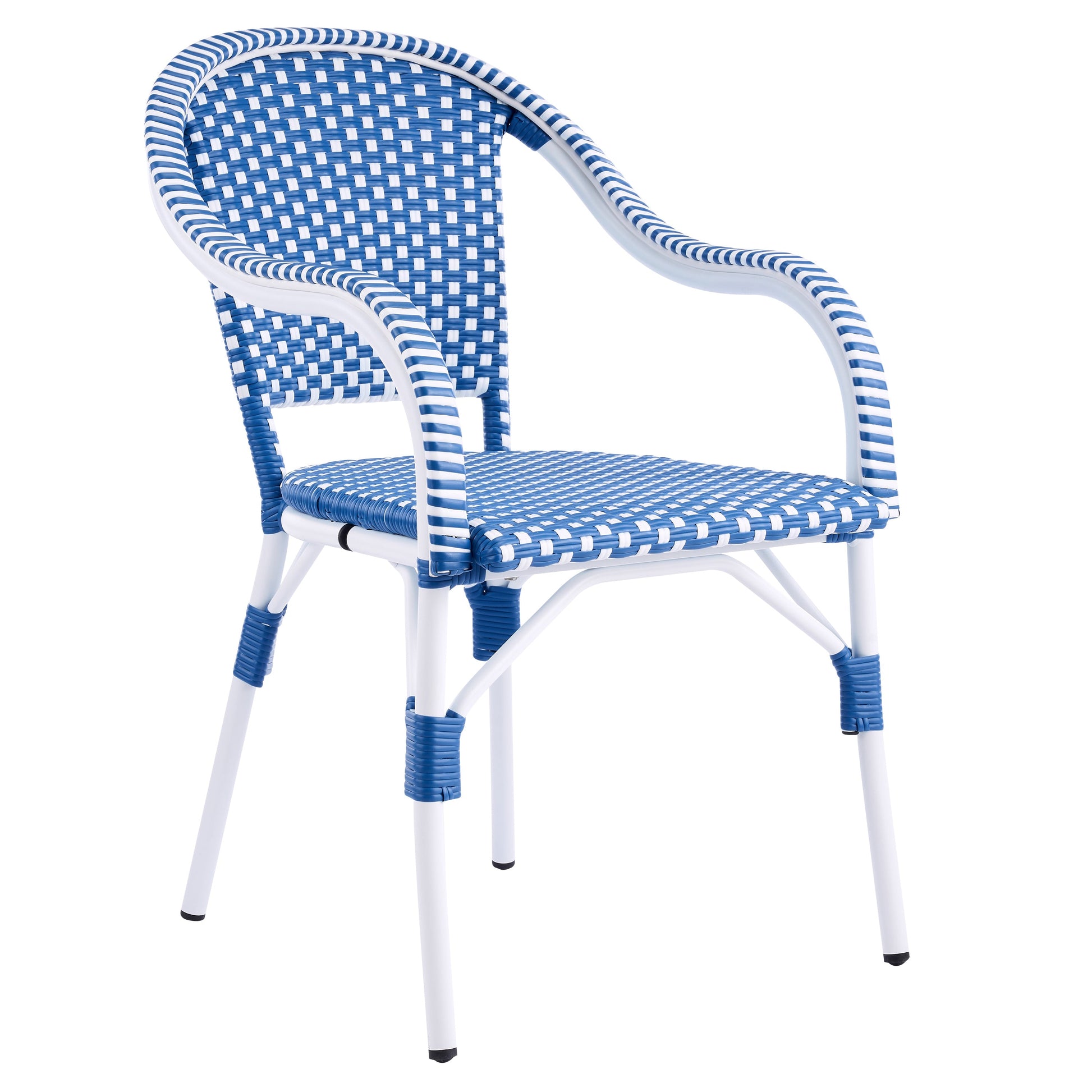 Outdoor Bistro Chairs with Aluminum Frame, blue/white weave set of 2 HouseOfZazla on Tampa Home & Garden Store