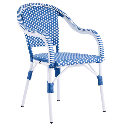 Outdoor Bistro Chairs with Aluminum Frame, blue/white weave set of 2 HouseOfZazla on Tampa Home & Garden Store