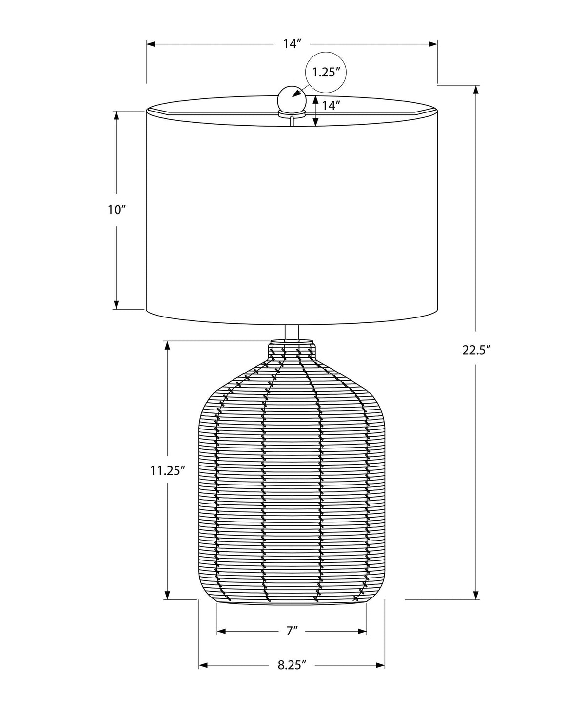 Table lamp with 14 in diameter rattan shade, 22.5 in tall, HouseOfZazla on Tampa Home & Garden Store