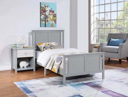 Connelly panel bed in gray-blue finish with matching nightstand by Unique Piece Furniture on Tampa Home & Garden Store
