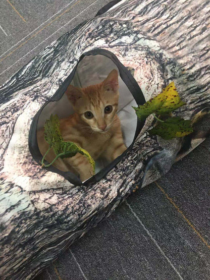 Tree-pattern tunnel cat toy with orange kitten inside by Sell My Stuff pet tunnel on Tampa Home & Garden Store