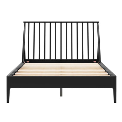 Bohemian Platform Bed With Tall Headboard black metal frame with slat base HouseOfZazla on Tampa Home & Garden Store