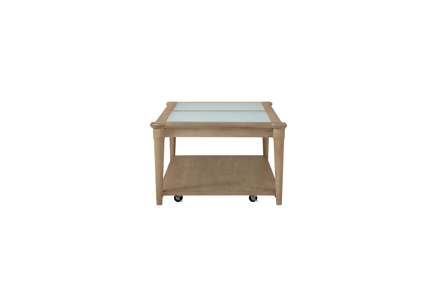 Frosted Glass Top Cocktail Table with Casters