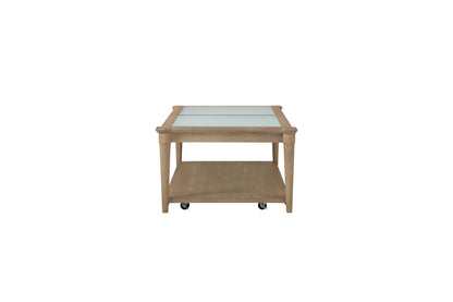 Frosted Glass Top Cocktail Table with Casters