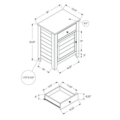 Accent Nightstand with storage drawer, transitional, slatted sides, Unique Piece Furniture on Tampa Home & Garden Store