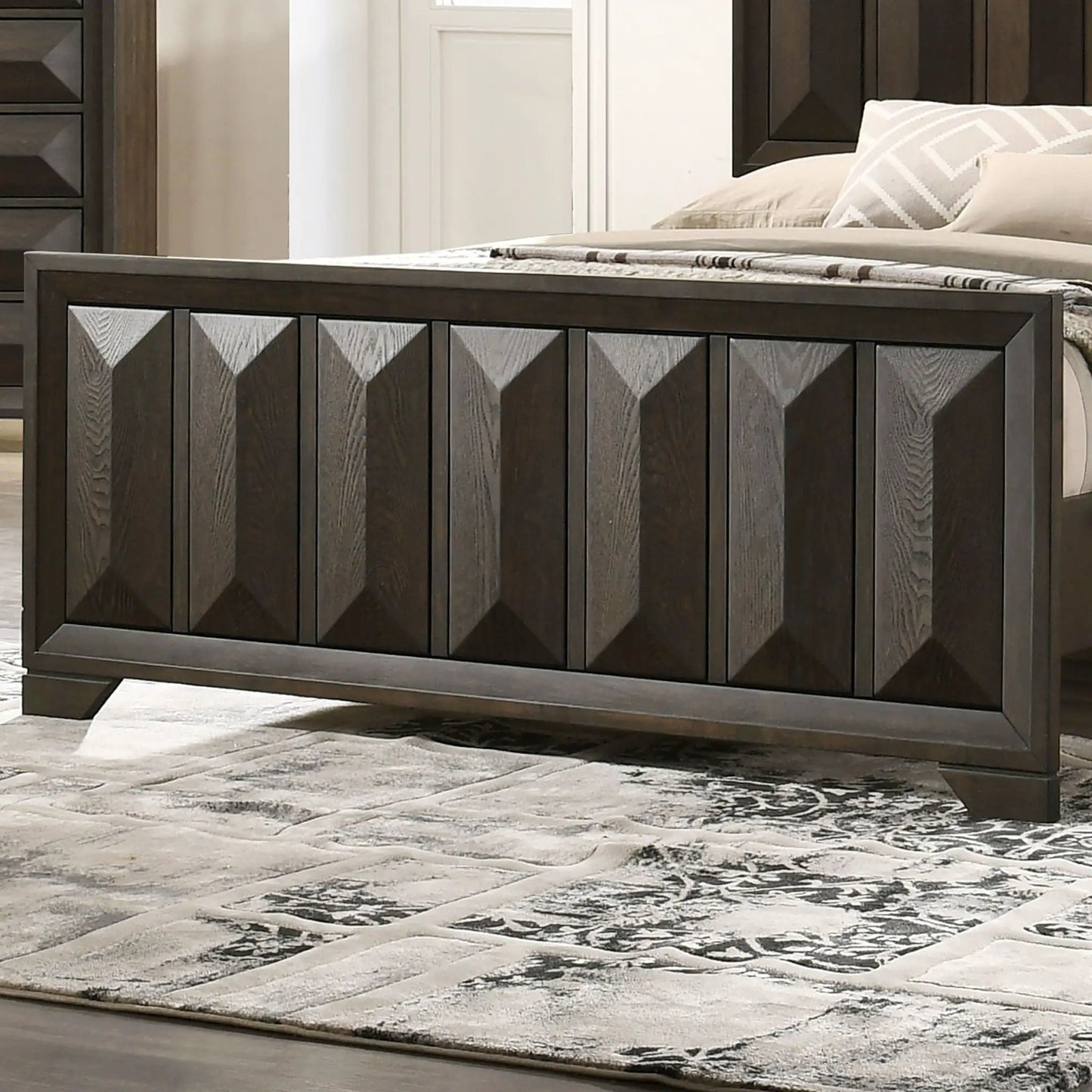 Modern Bed Panel Headboard With Vertical Facets