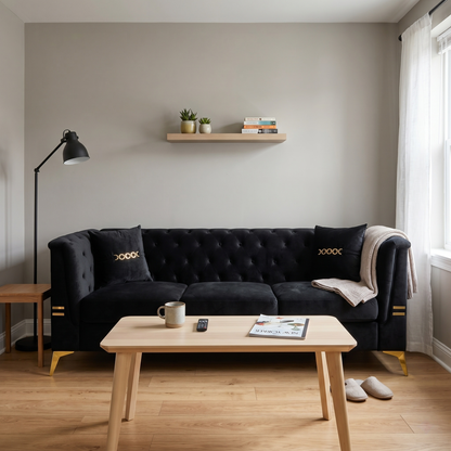 Contemporary Faux Sherpa Sofa and Two Pillows