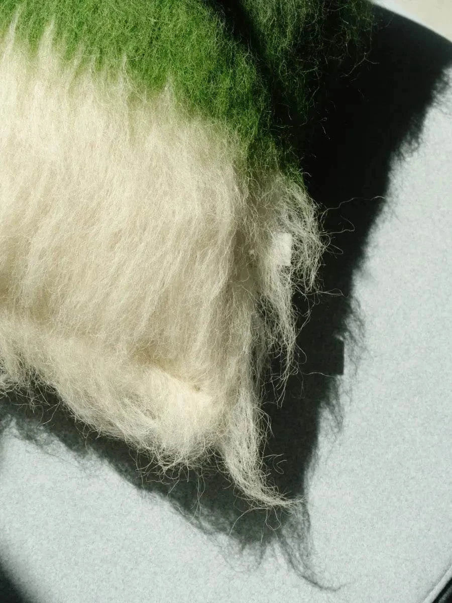 Emerald green and cream handwoven wool pillow brushed texture Throw Pillows on Tampa Home & Garden Store