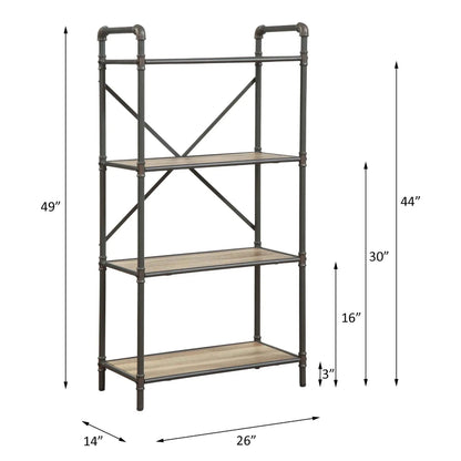 Itzel Bookshelf pipe-frame etagere with dark metal and wood shelves by Unique Piece Furniture on Tampa Home & Garden Store