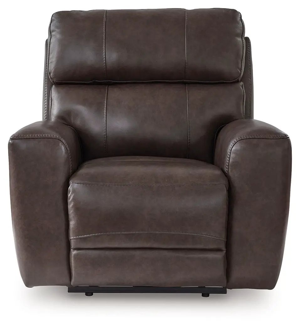 Crossplex recliner with adjustable headrest in smoke leather by Unique Piece Furniture on Tampa Home & Garden Store