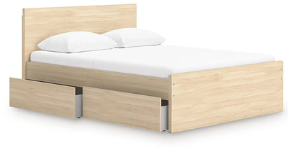 Onita Panel Platform Bed with 2 under-bed drawers in light oak finish Unique Piece Furniture on Tampa Home & Garden Store