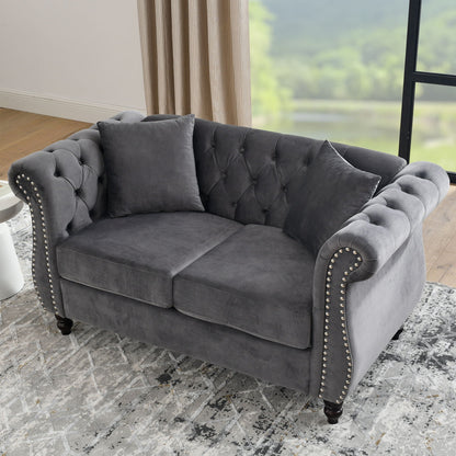 Chesterfield Sofa With Nailhead Trim and Cushions