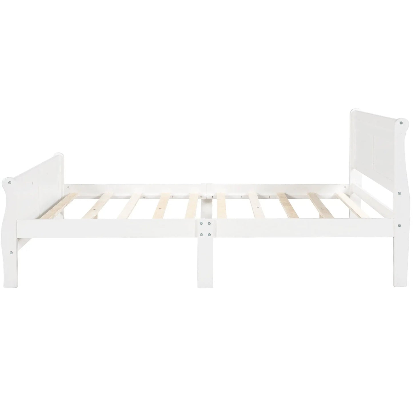 White platform bed frame with headboard and footboard and wood slat support on Tampa Home & Garden Store