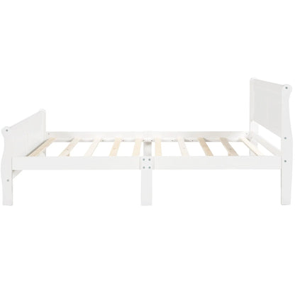 White platform bed frame with headboard and footboard and wood slat support on Tampa Home & Garden Store
